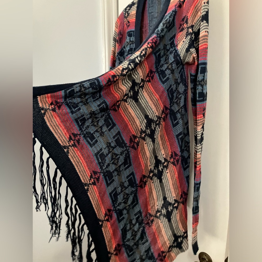 Colorful Cardigan, Fringe Cardigan Sweater Open Cardigan XS Small